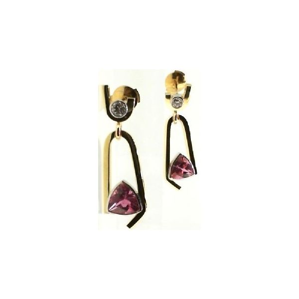 Platinum/18KY 1.90tcw Pink Tourmaline & 0.20tcw Diamond Earrings Charles Frederick Jewelers Chelmsford, MA