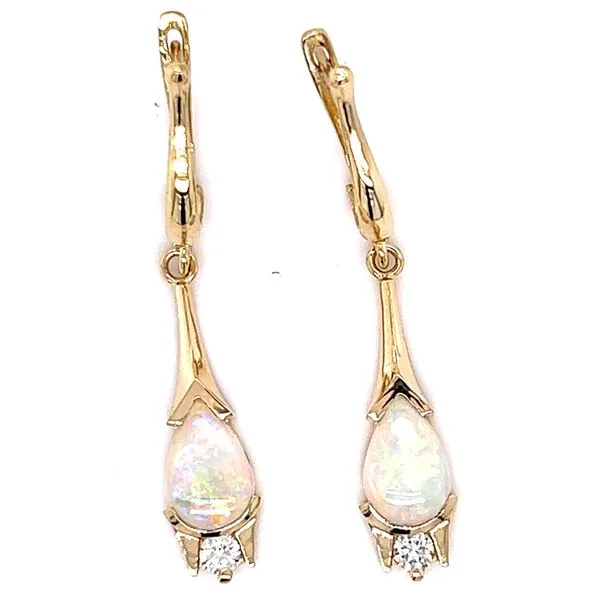 14KY 1.41ctw Opal And .15ctw Diamond Earrings Charles Frederick Jewelers Chelmsford, MA