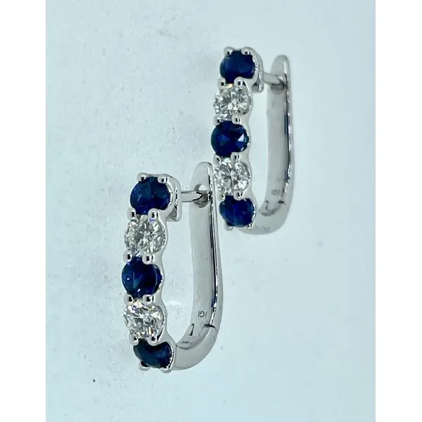 Sapphire & Diamond Hoop Earrings Image 2 Charles Frederick Jewelers Chelmsford, MA
