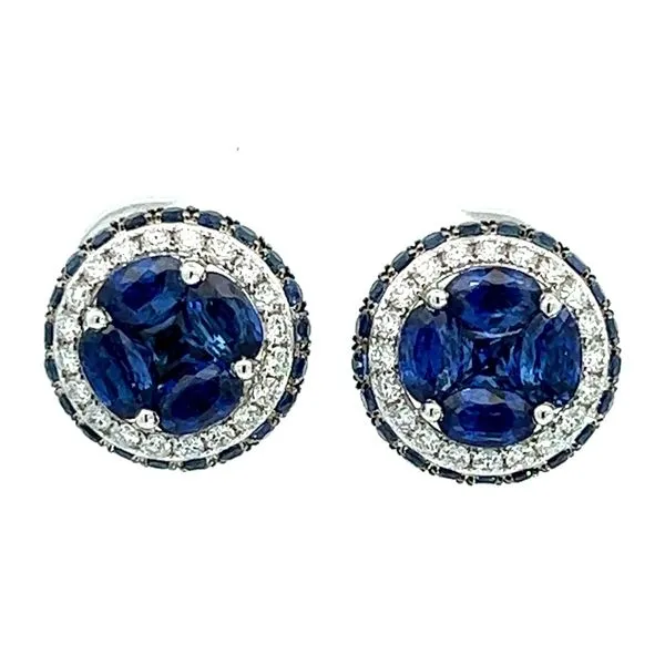 18KW 3.89ctw Sapphire And .58ctw Diamond Earrings Charles Frederick Jewelers Chelmsford, MA