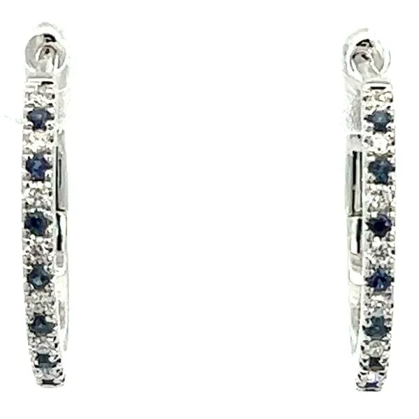 14KW .15ctw Sapphire And .11ctw Diamond Hoops