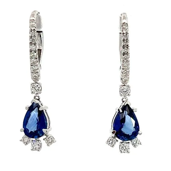 14KW 1.80ctw Royal Blue Sapphire And .33ctw Diamond Lever Backs Charles Frederick Jewelers Chelmsford, MA