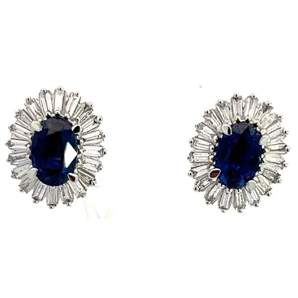 14KW 1.30ctw Royal Blue Sapphire And .35ctw Diamond Studs Charles Frederick Jewelers Chelmsford, MA