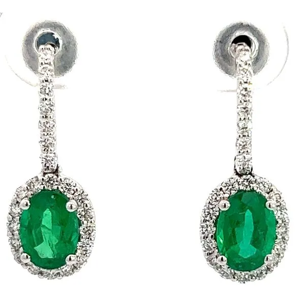 14KW 1.54ctw Forrest Green Emerald And .55ctw Diamond Studs Charles Frederick Jewelers Chelmsford, MA