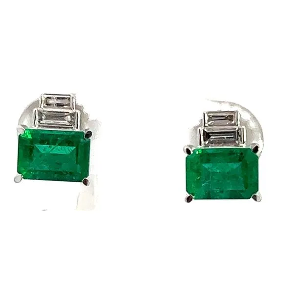 14KW 1.67ctw Forrest Green Emerald And .20ctw Diamond Studs Charles Frederick Jewelers Chelmsford, MA