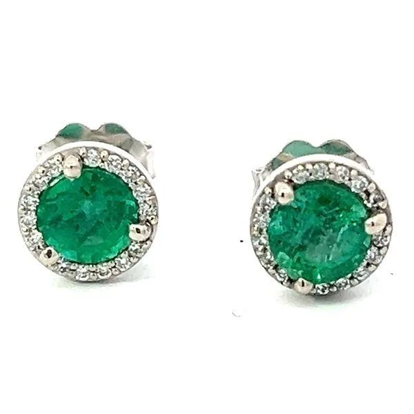 14KW 1.00ctw Vivid Green Emerald And .08ctw Diamond Halo ...