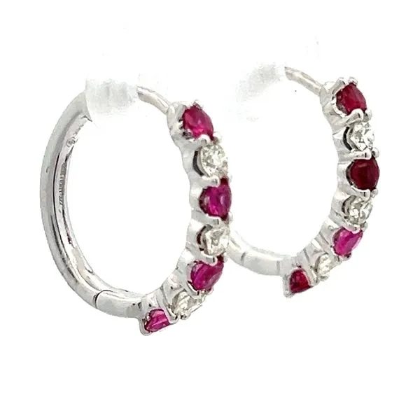 14KW Ruby And Diamond Earrings