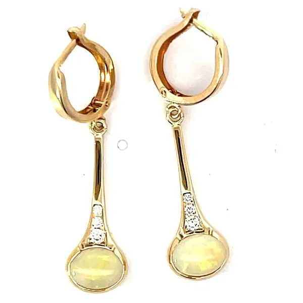 14KY 1.69ctw Opal & .15ctw Diamond Earrings H/VS