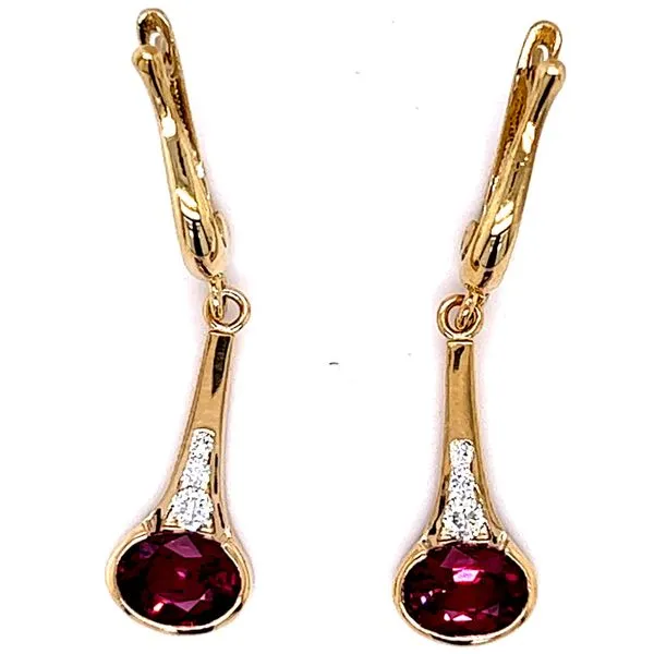 14KY 2.10ctw Rhodolite And .16ctw Diamond Earrings