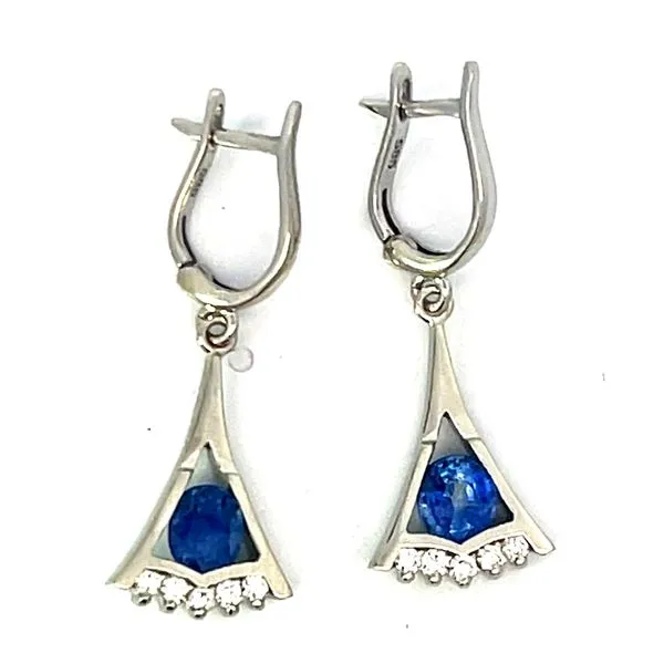 14KW 1.69ctw Sapphire And .16ctw Diamond Earrings