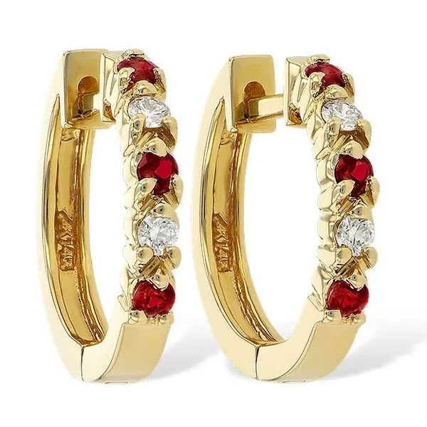 Ruby & Diamond Hoop Earrings