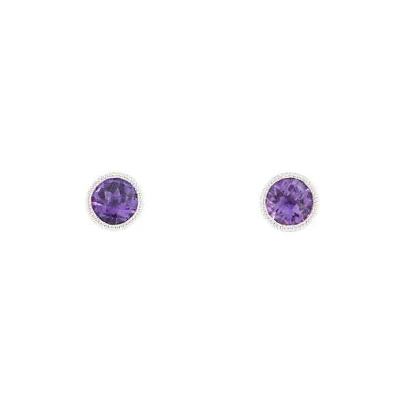 14KW Amethyst Earrings Round 1.59Ctw