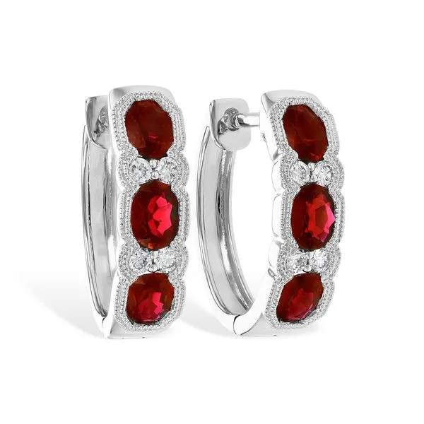 14kw Ruby and Diamond Hoop Earrings similar item image