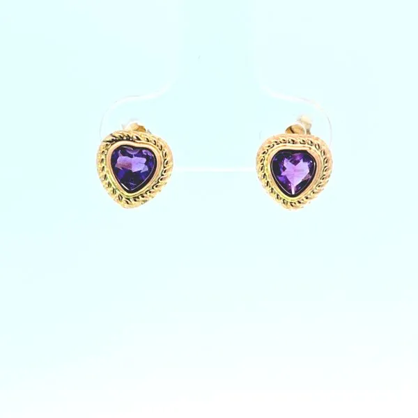 Estate- 14K Yellow Gold Small Amethyst Stud Earrings (0.9 Grams) Charles Frederick Jewelers Chelmsford, MA