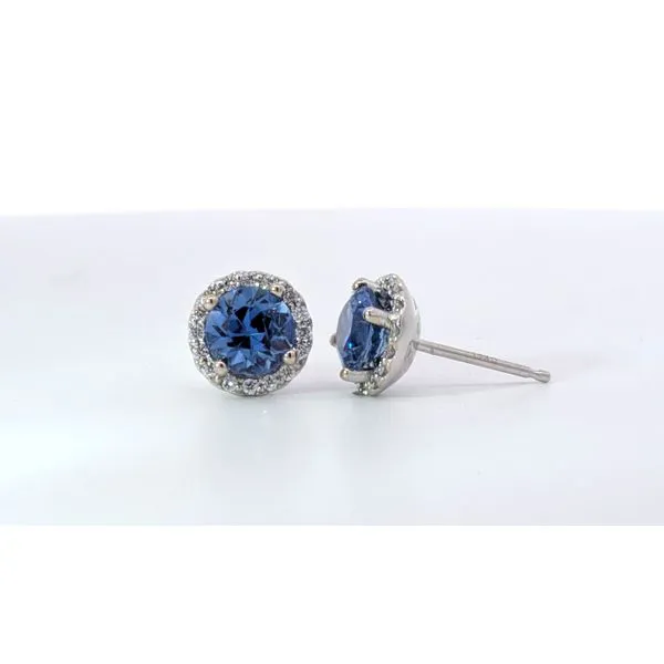 14kw Sapphire Halo Earrings