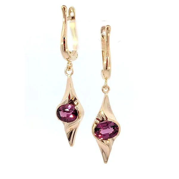 14ky Rhodolite Garnet Earrings