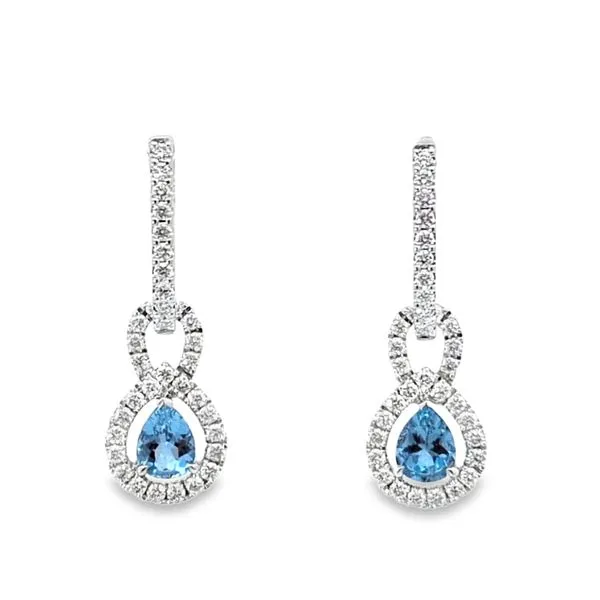 18kw Aqua and Diamond Earrings Charles Frederick Jewelers Chelmsford, MA