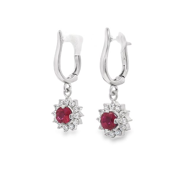 .91ct Ruby and Diamond Halo Earrings Image 2 Charles Frederick Jewelers Chelmsford, MA