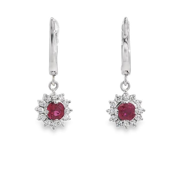 .91ct Ruby and Diamond Halo Earrings Charles Frederick Jewelers Chelmsford, MA