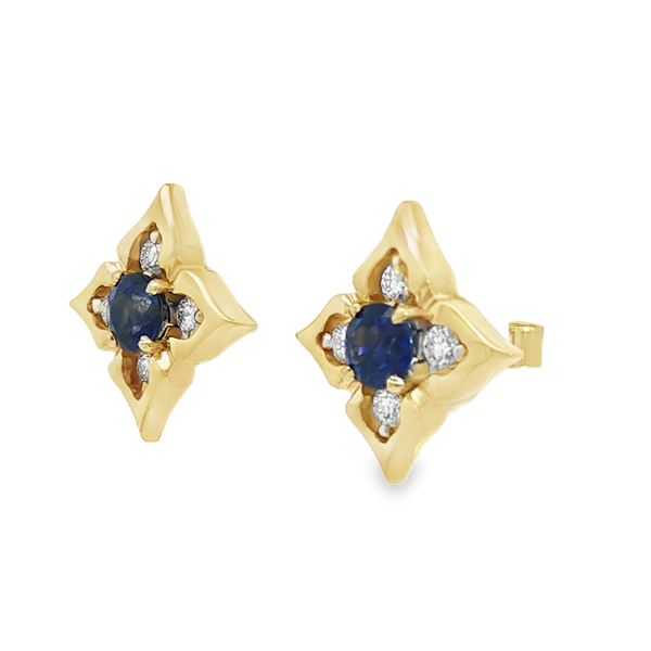 .83ctw Star Burst Sapphire and Diamond Earrings Image 2 Charles Frederick Jewelers Chelmsford, MA