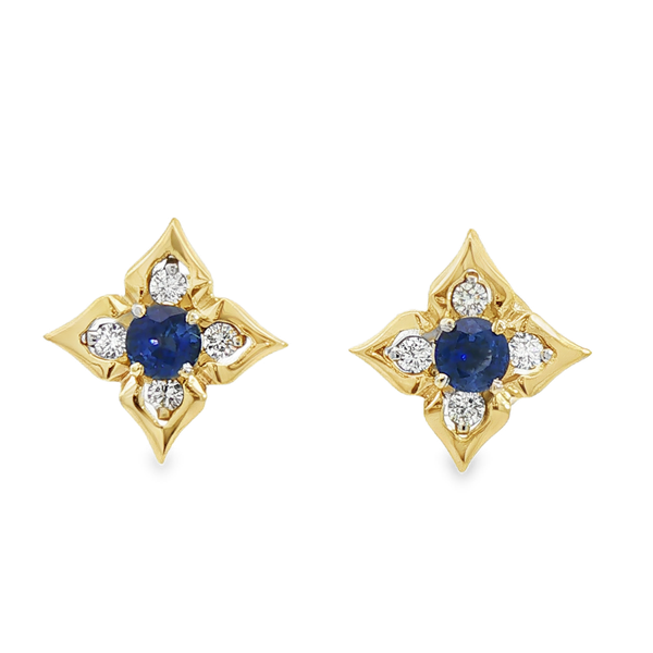 .83ctw Star Burst Sapphire and Diamond Earrings Charles Frederick Jewelers Chelmsford, MA