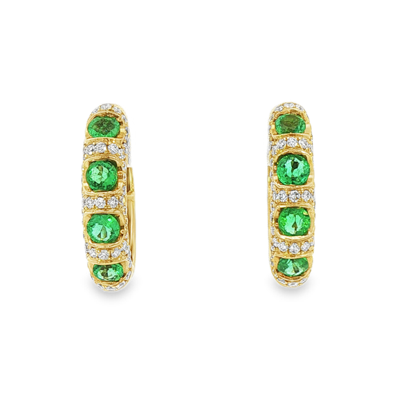 1.29ctw Emerald and Diamond Earrings Image 2 Charles Frederick Jewelers Chelmsford, MA