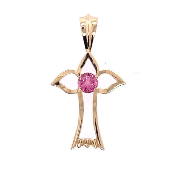 14KY Cross/Dove Pendant w/ Pink Tourmaline Charles Frederick Jewelers Chelmsford, MA