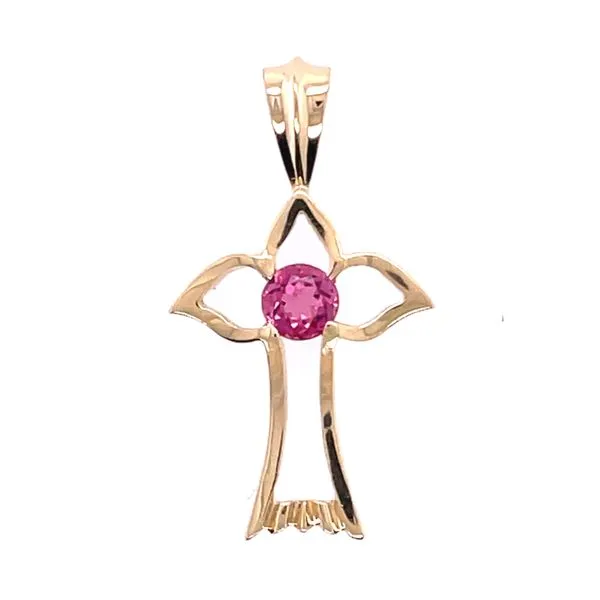 14KY Cross/Dove Pendant w/ Pink Tourmaline Charles Frederick Jewelers Chelmsford, MA