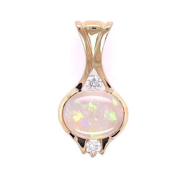 14KY Opal & Diamond Pendant Image 2 Charles Frederick Jewelers Chelmsford, MA