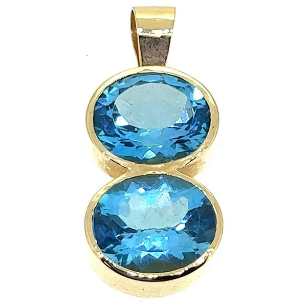 14KY Heavy 12X10mm Double Blue Topaz Pendant Charles Frederick Jewelers Chelmsford, MA