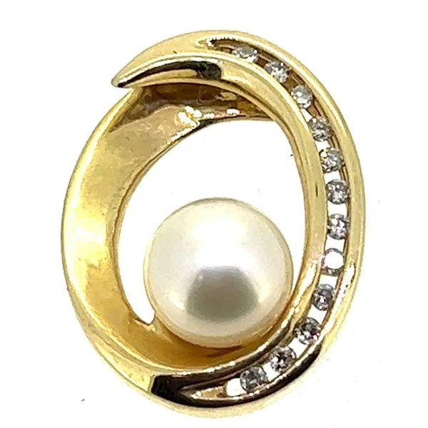 14KY 7.5mm Cultured Pearl And Diamond Pendant Charles Frederick Jewelers Chelmsford, MA