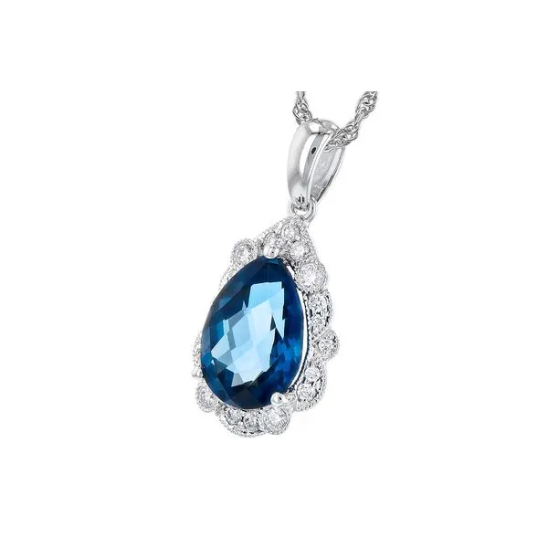 14KW Blue Topaz Pendant Image 2 Charles Frederick Jewelers Chelmsford, MA