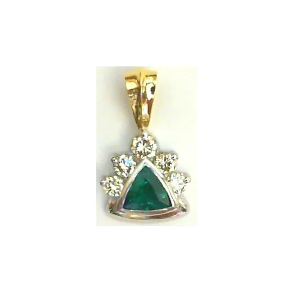 Platinum/18KY .39ct Emerald & .39tw Diamond Pendant Charles Frederick Jewelers Chelmsford, MA