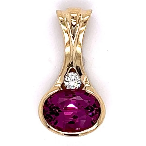 14KY 1.73ctw Rhodolite And .05ctw Diamond Pendant Charles Frederick Jewelers Chelmsford, MA