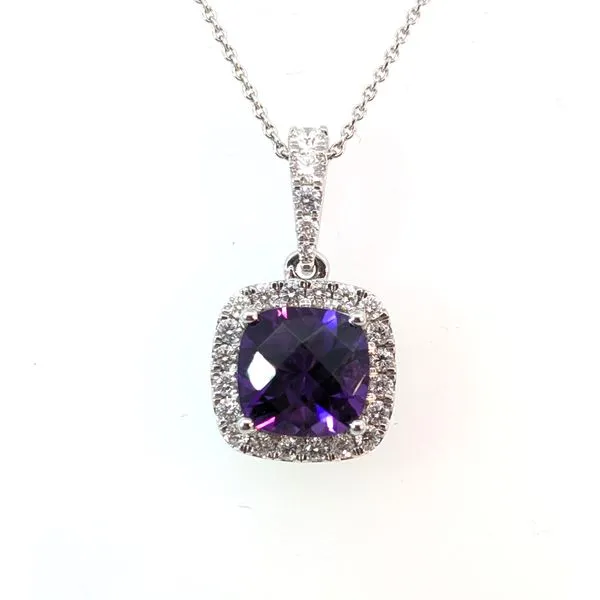 14KW 2.43ct Amethyst And .40ctw Diamond Pendant Charles Frederick Jewelers Chelmsford, MA