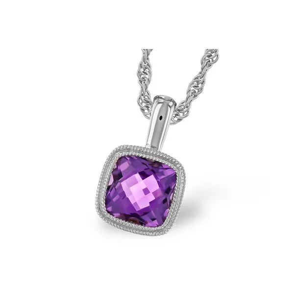 14KW .82ct Cushion Amethyst Pendant