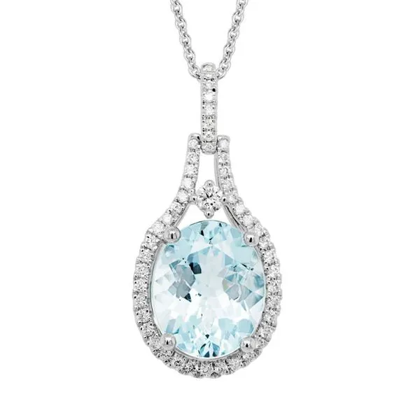 14kw Aquamarine and Diamond Necklace Charles Frederick Jewelers Chelmsford, MA