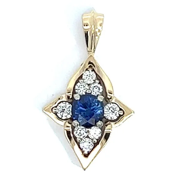 14KY .87ct Sapphire And .36ctw Diamond Pendant Charles Frederick Jewelers Chelmsford, MA