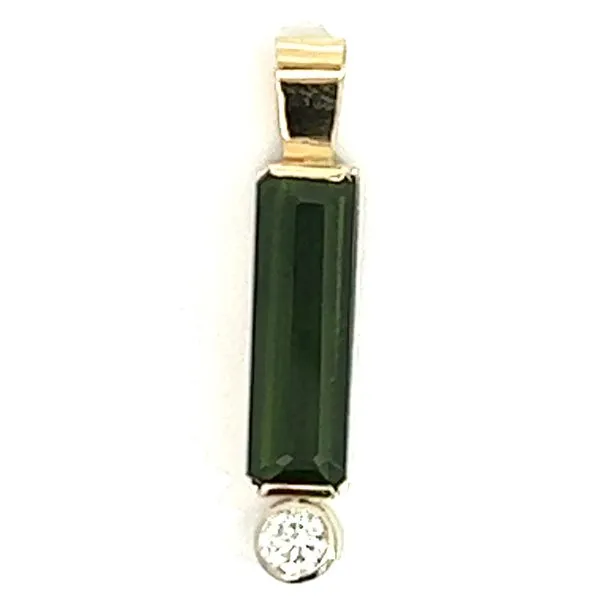 14KY 2.17ct Green Tourmaline And .11ct Diamond Pendant Charles Frederick Jewelers Chelmsford, MA