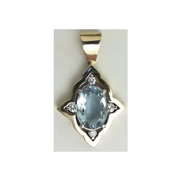 18K & Plat 1.74Ct Aqua And Diamond Pendant Charles Frederick Jewelers Chelmsford, MA
