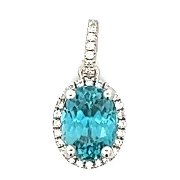14KW 2.16ct Vivid Blue Zircon And .12ctw Diamond Pendant Charles Frederick Jewelers Chelmsford, MA