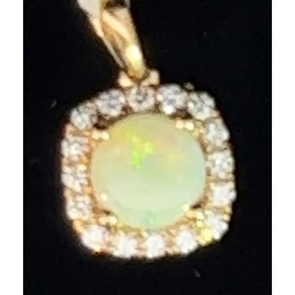 14KY .48ct Fire Filled Opal And .18ctw Diamond Pendant Charles Frederick Jewelers Chelmsford, MA