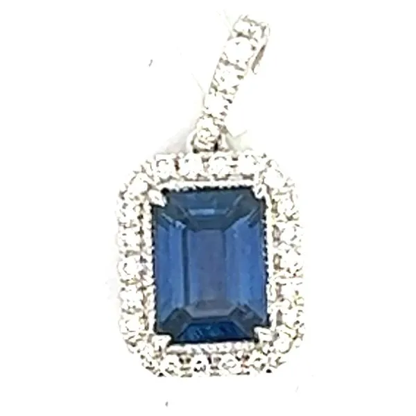 14KW 1.23ct Royal Blue Sapphire And .32ctw Diamond Pendant Charles Frederick Jewelers Chelmsford, MA