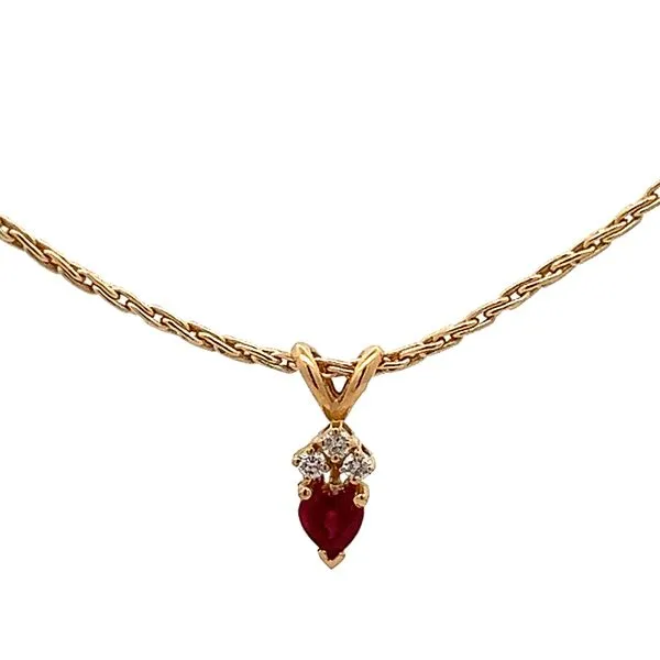 14KY Natural Heart Shaped Ruby And .06ctw Diamond Pendant Charles Frederick Jewelers Chelmsford, MA