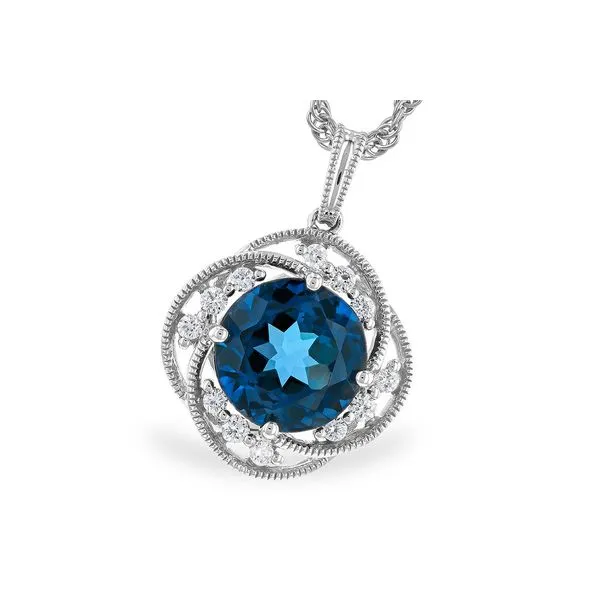 14KW 2.90ct London Blue Topaz And .15ctw Diamond Pendant similar item image