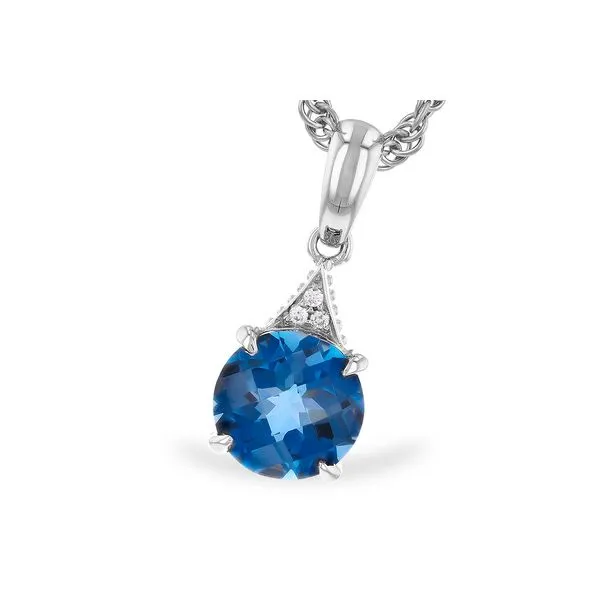 14KW 1.60ct London Blue Topaz And .02ctw Diamond Pendant similar item image