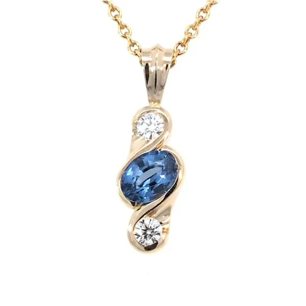 14KY .97ct Sapphire And .22ctw Diamond Pendant Charles Frederick Jewelers Chelmsford, MA