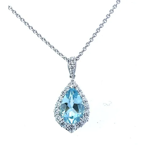 18ktw Aquamarine Pear Shaped Pendant Charles Frederick Jewelers Chelmsford, MA