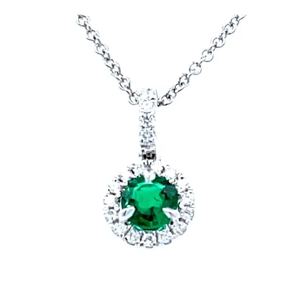 18ktw Emerald and Diamond Martini Style Pendant Charles Frederick Jewelers Chelmsford, MA