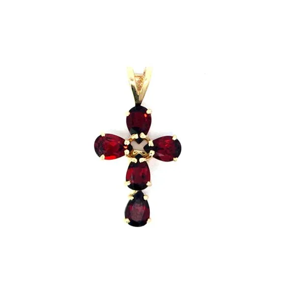 Estate- 14K Yellow Gold Garnet Cross Retail $695 Charles Frederick Jewelers Chelmsford, MA